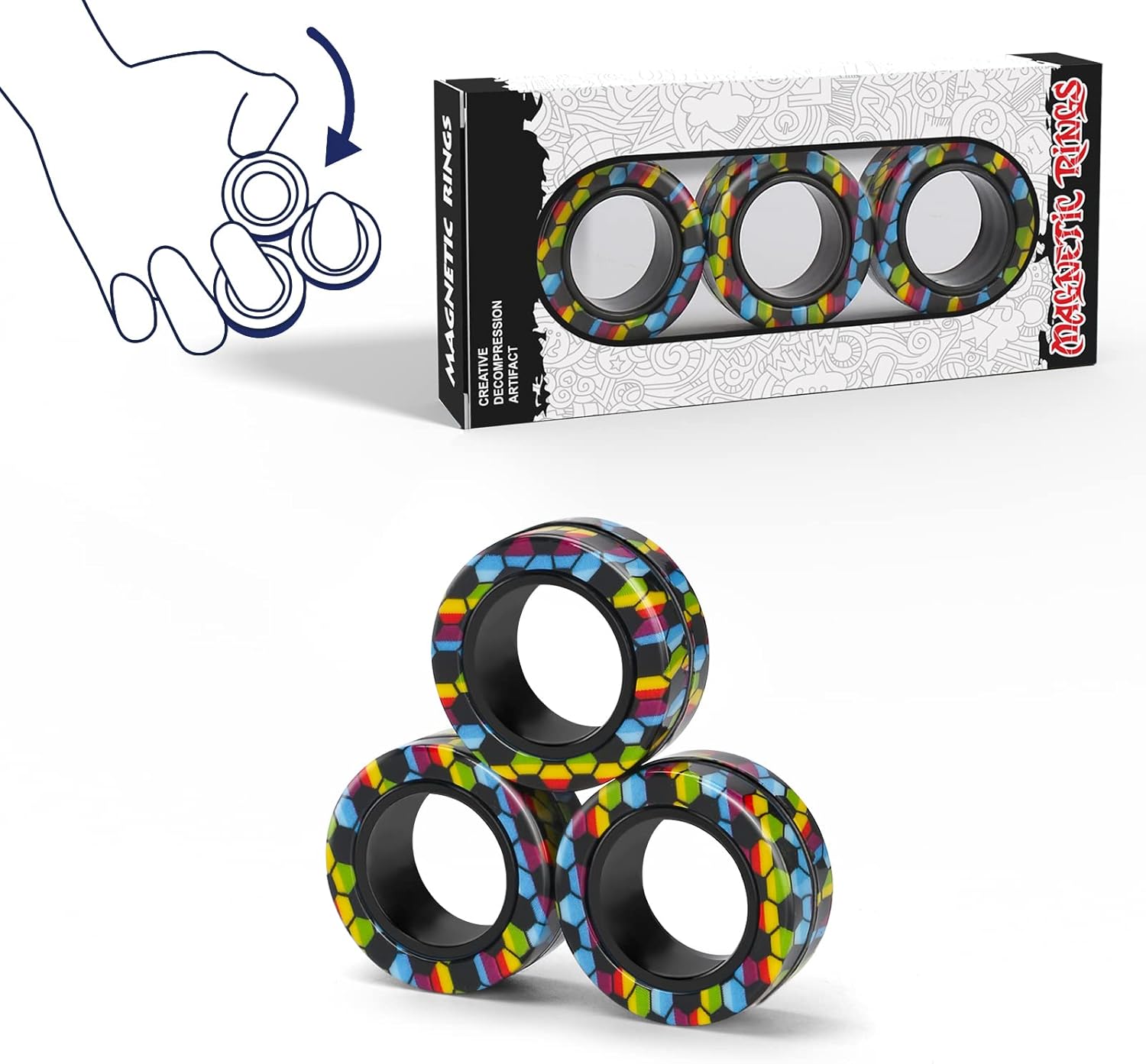 Magnetic Fidget Rings (3-Pack)